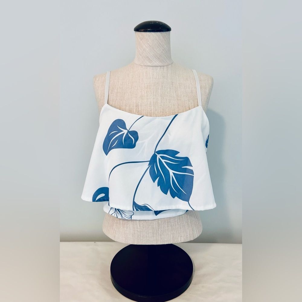 NEW Blue and White Floral Croptop by FancyInn size Large